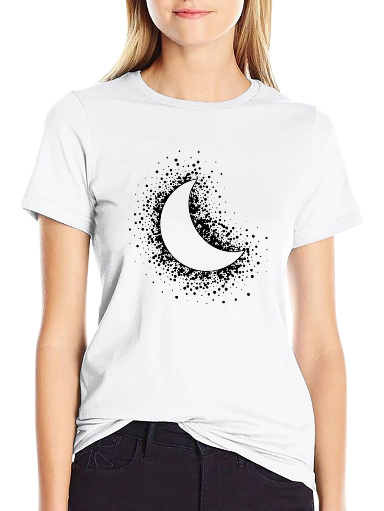 Dark Moon Graphic Tee - Black Cotton Blend