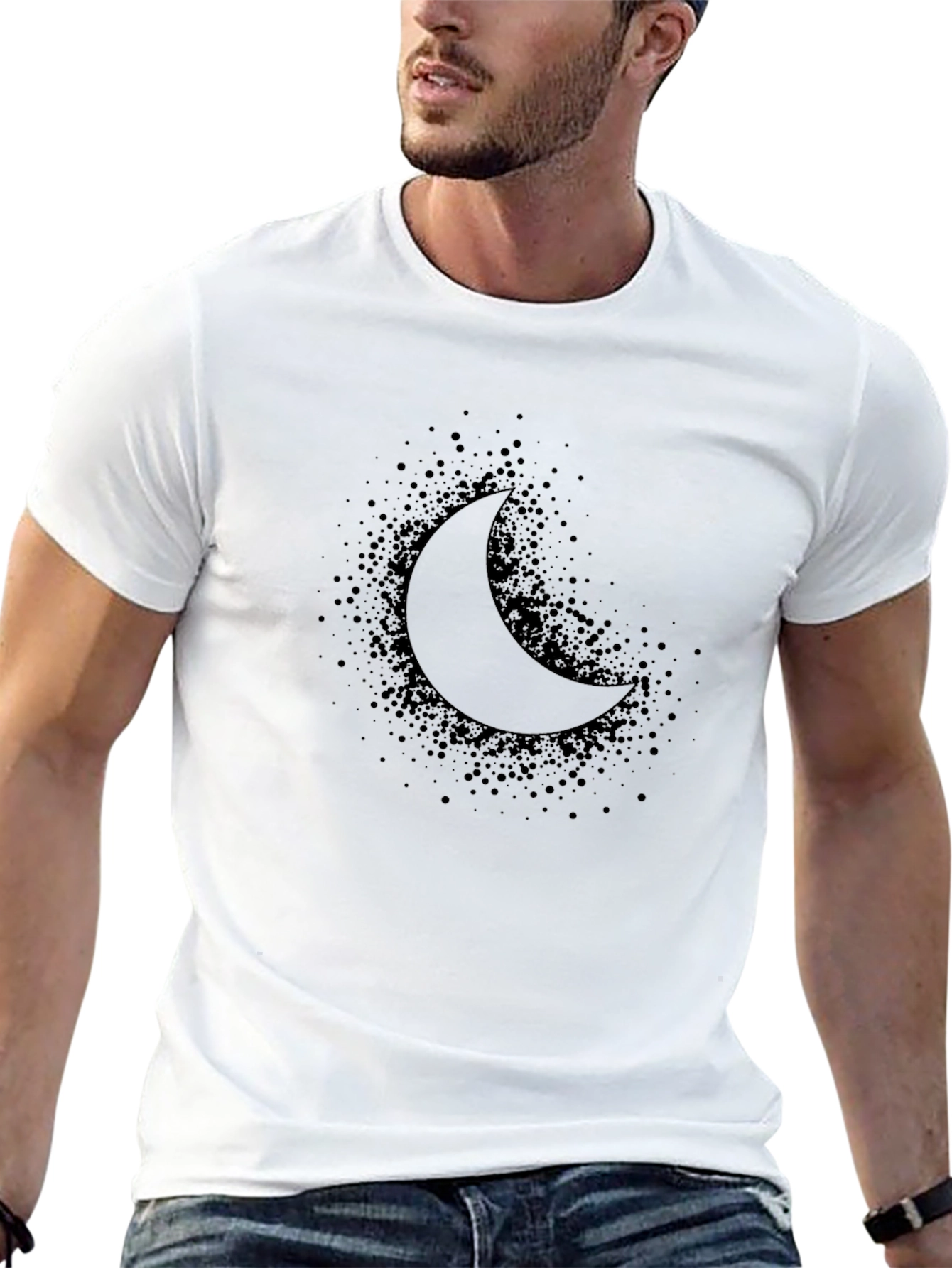 Dark Moon Graphic Tee - Black Cotton Blend