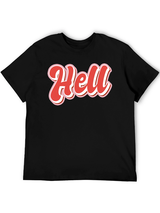 Retro Hell Graphic Tee - Black Cotton Blend Shirt