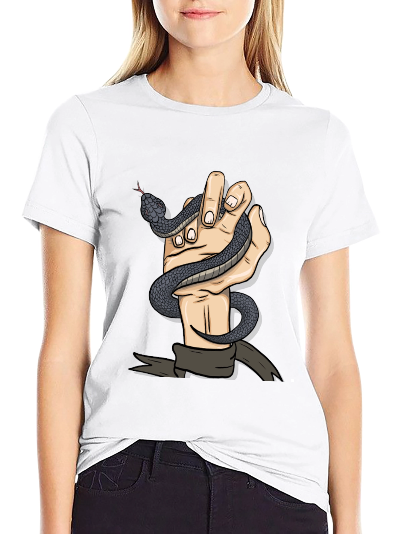 Snake Hand Graphic Tee - Mens Black T-Shirt