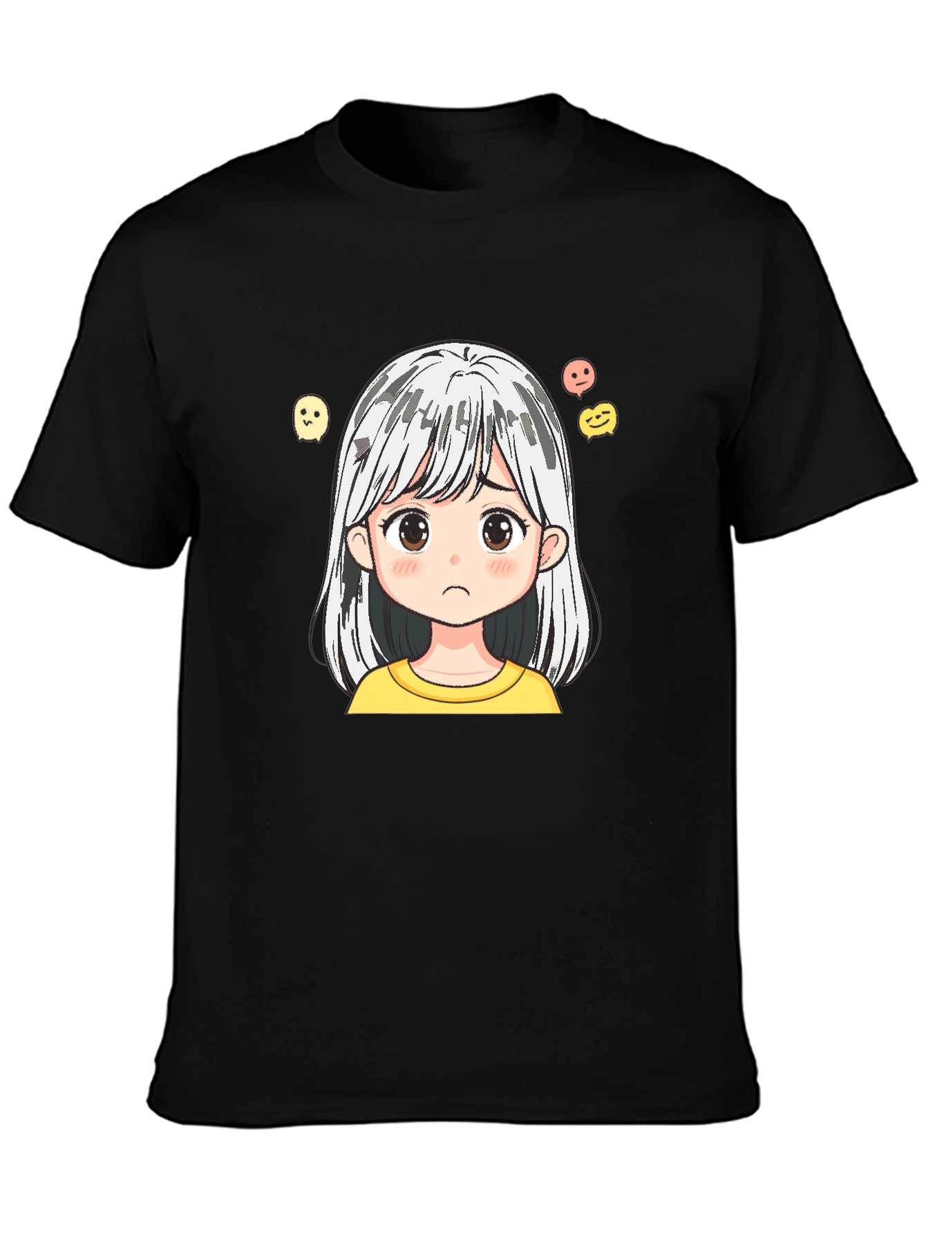 Anime Girl Graphic Black Cotton T-Shirt