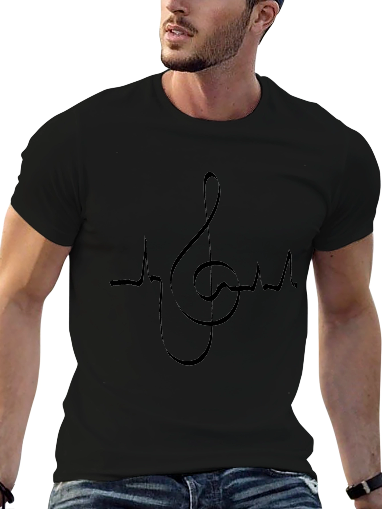 Musical Heartbeat T-Shirt - Black