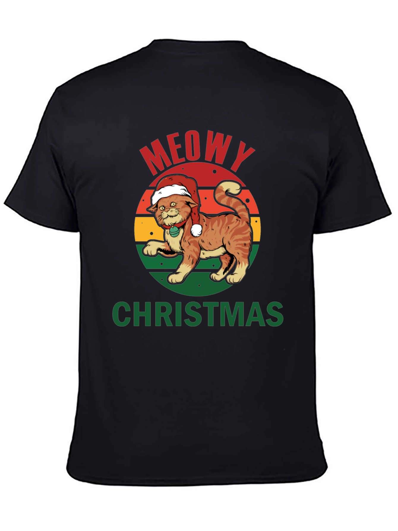 Meowy Christmas Cat T-Shirt - Holiday Apparel
