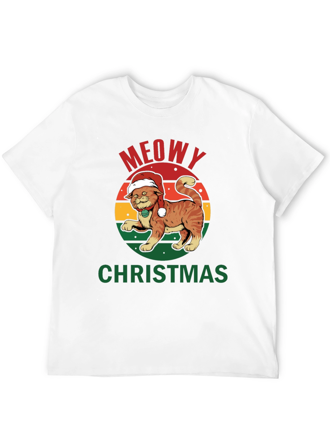 Meowy Christmas Cat T-Shirt - Holiday Apparel