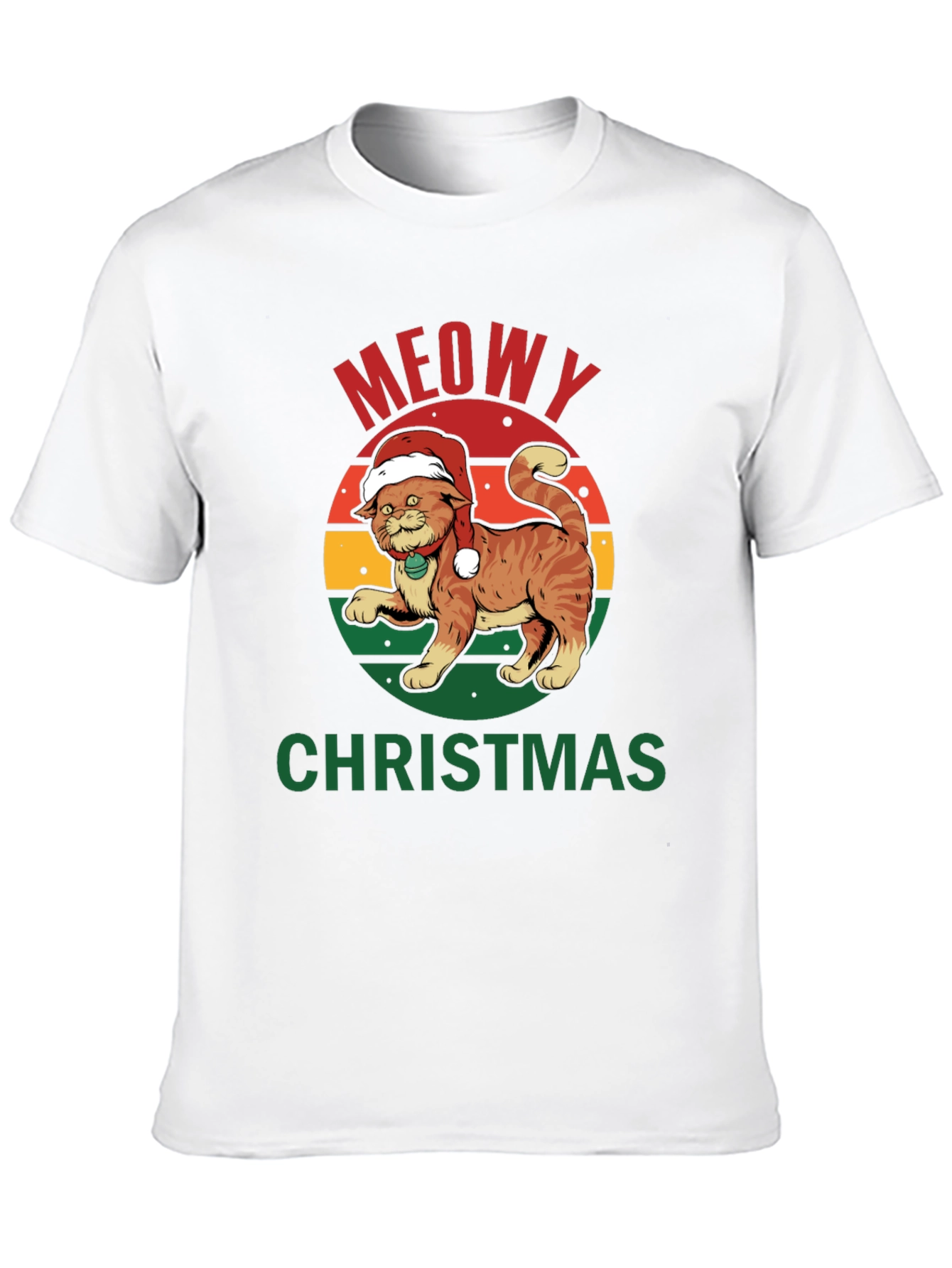 Meowy Christmas Cat T-Shirt - Holiday Apparel