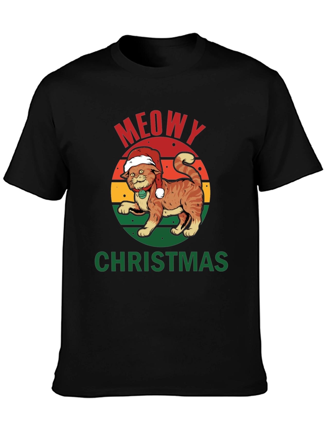 Meowy Christmas Cat T-Shirt - Holiday Apparel