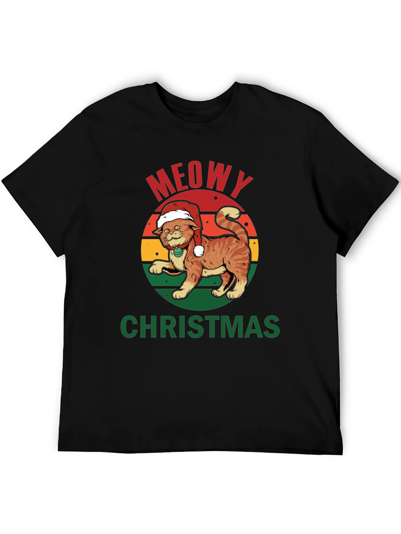 Meowy Christmas Cat T-Shirt - Holiday Apparel