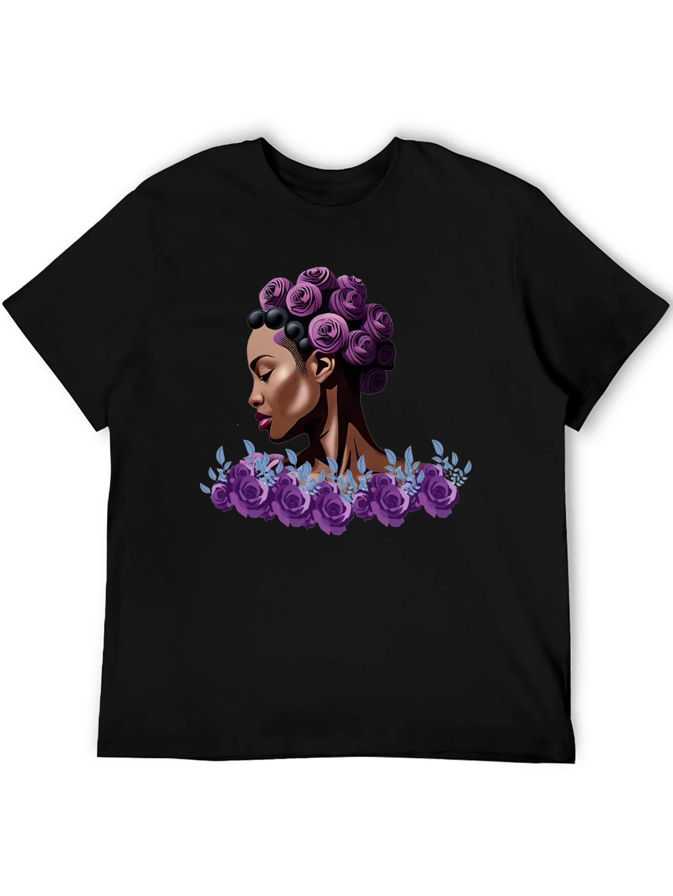 Floral Queen Graphic Tee - Stylish Black T-Shirt