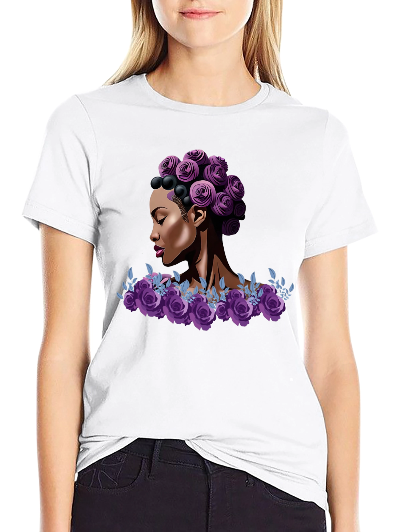 Floral Queen Graphic Tee - Stylish Black T-Shirt