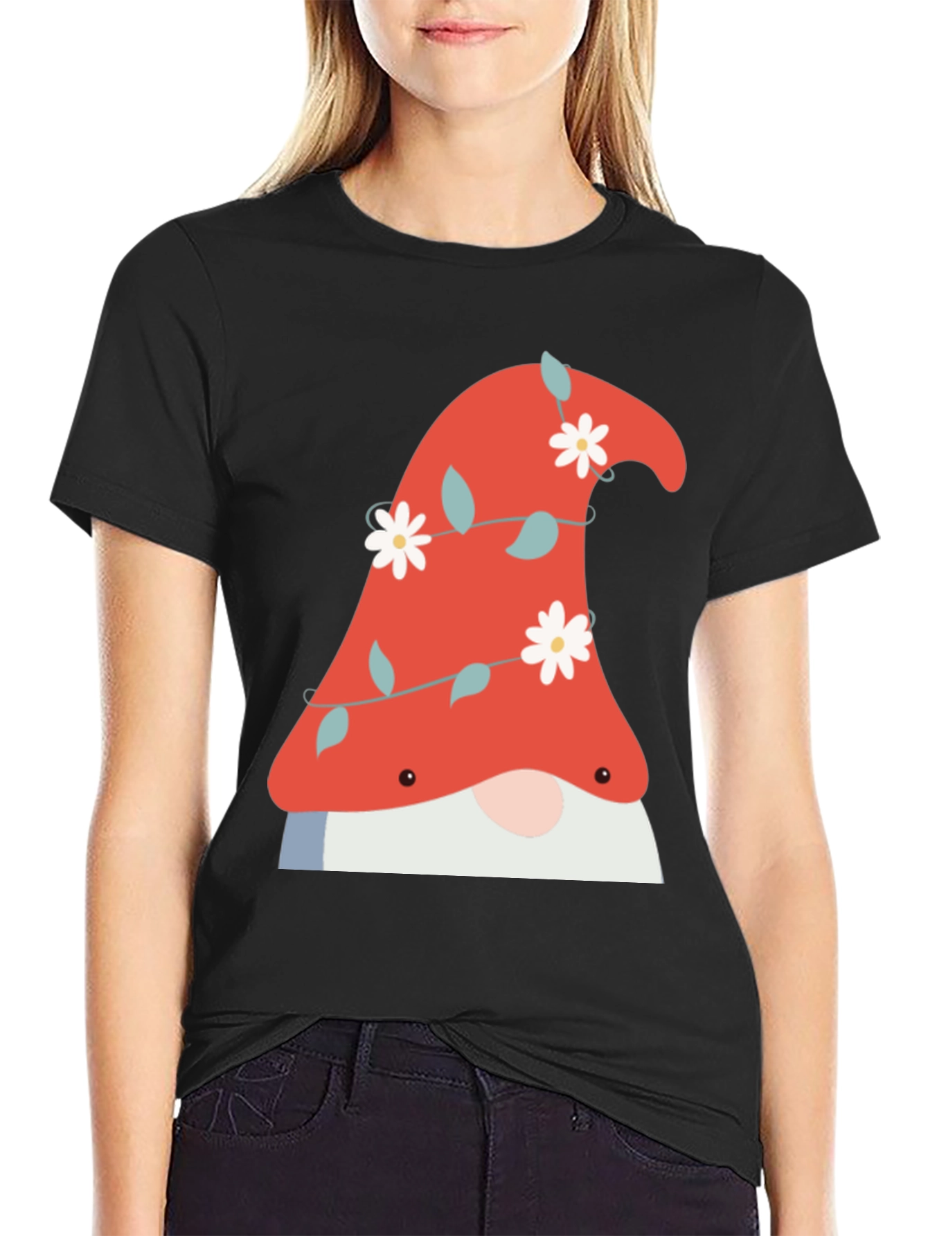 Gnome T-Shirt - Floral Hat Soft Cotton