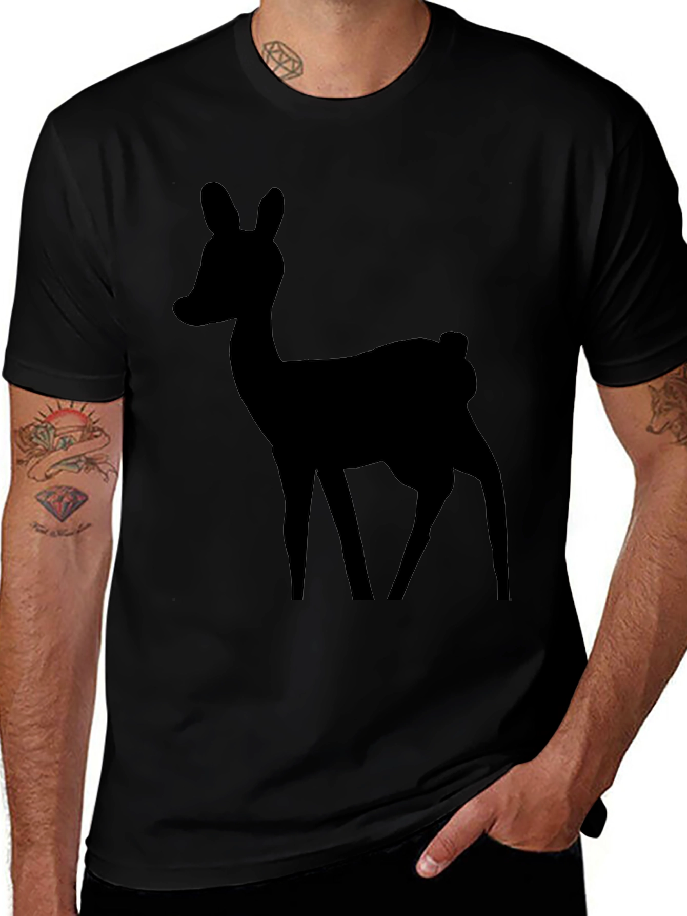 Black Deer Silhouette Graphic Tee