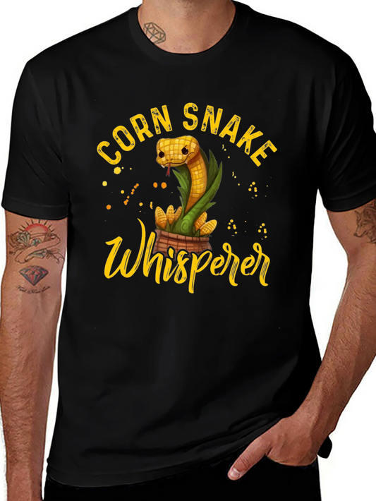 Corn Snake Whisperer Graphic Tee - Black Cotton