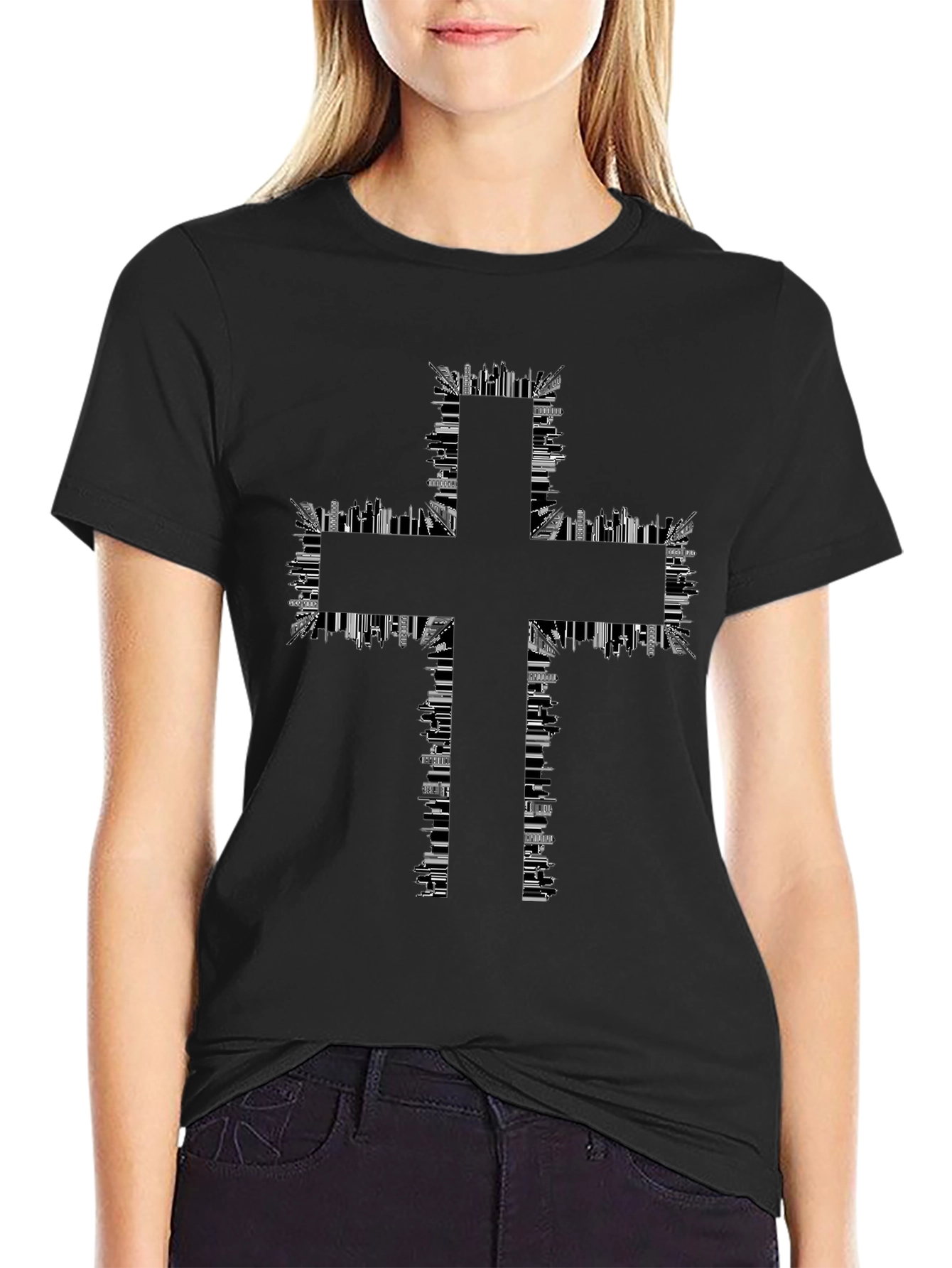 Urban Cross T-Shirt - Cityscape Design