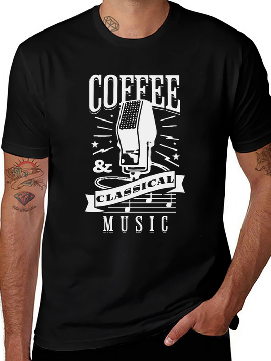 Coffee & Classical Music Graphic T-Shirt - Black
