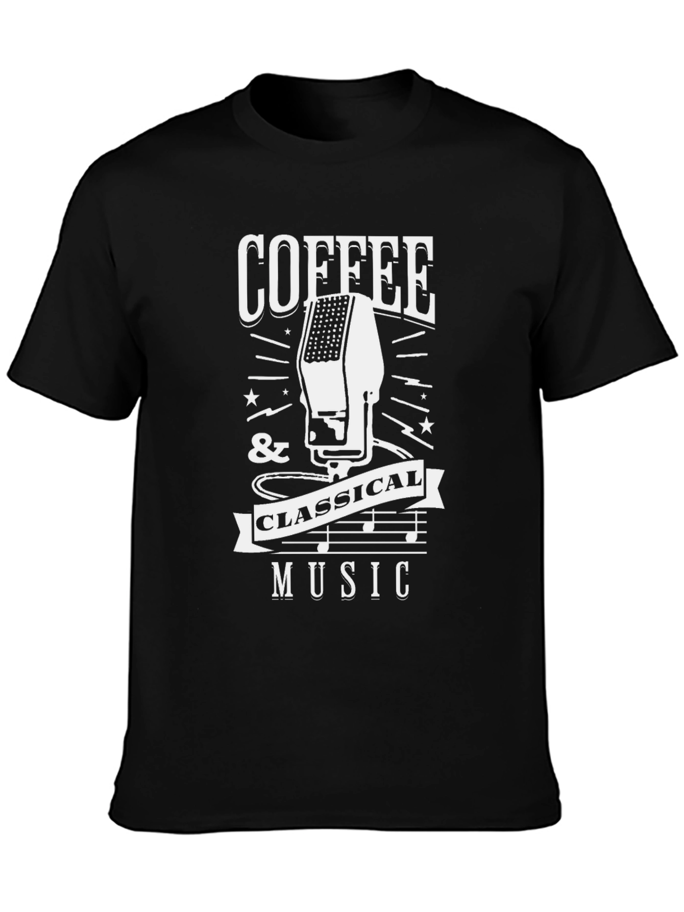 Coffee & Classical Music Graphic T-Shirt - Black
