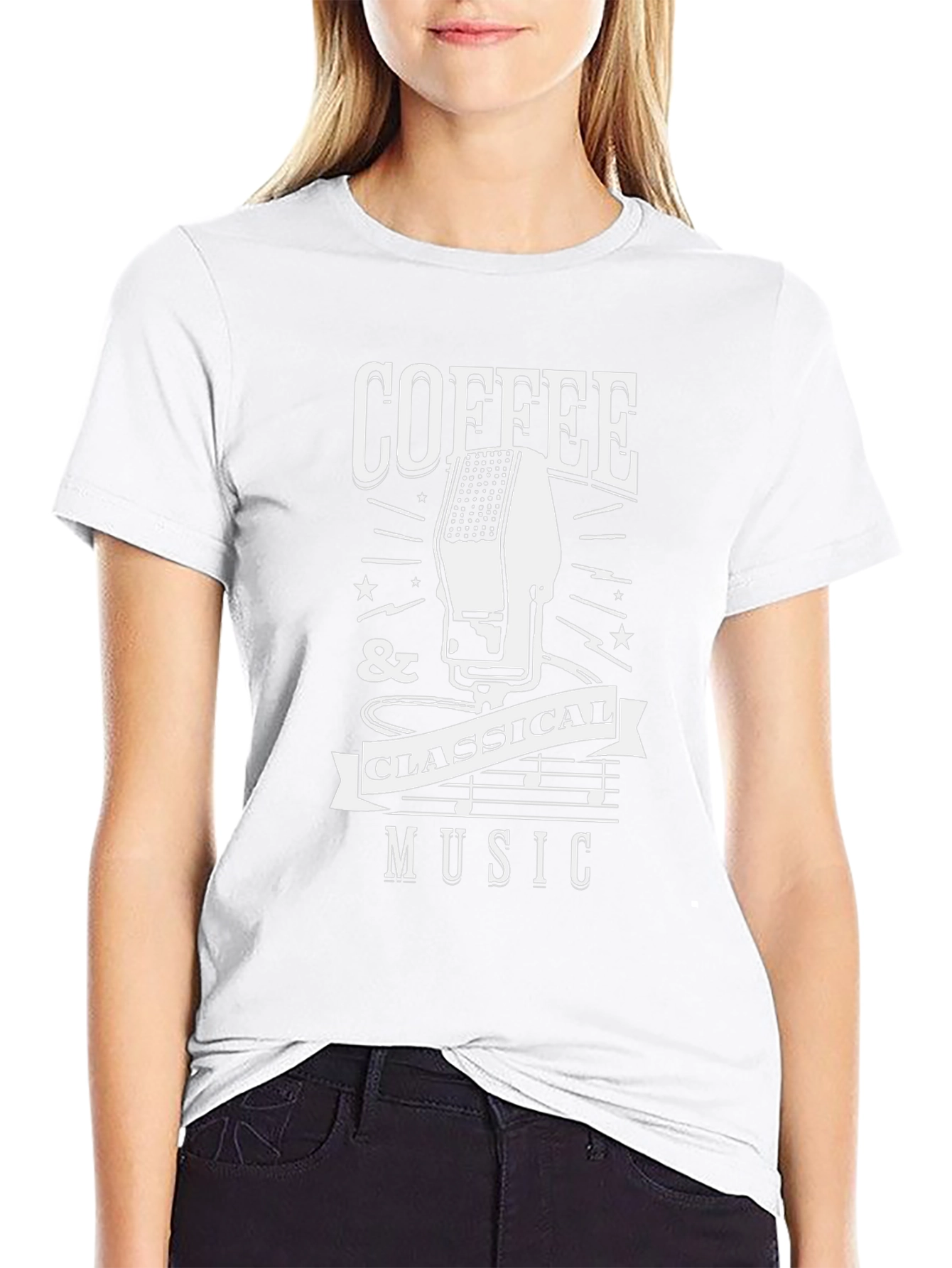 Coffee & Classical Music Graphic T-Shirt - Black