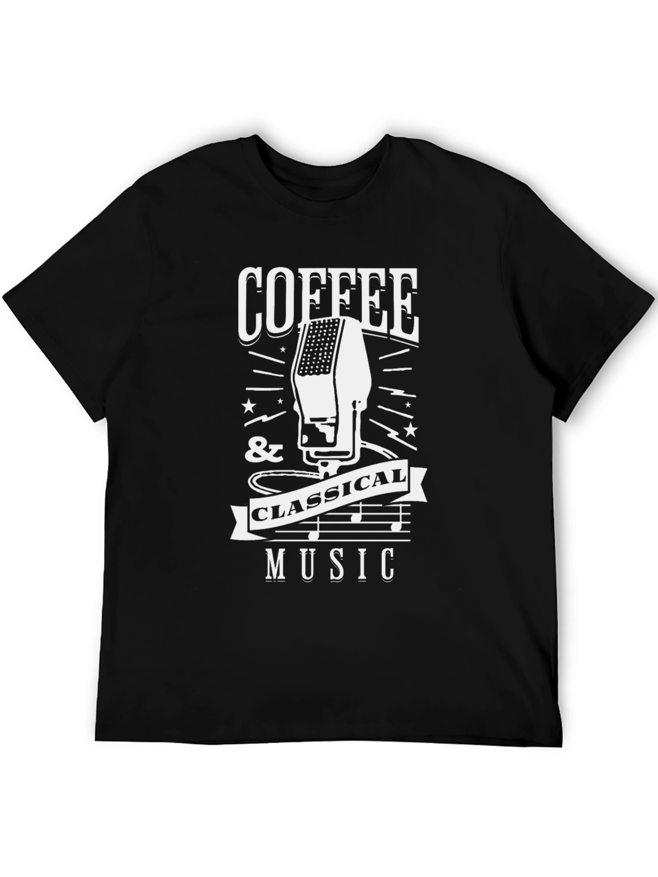 Coffee & Classical Music Graphic T-Shirt - Black