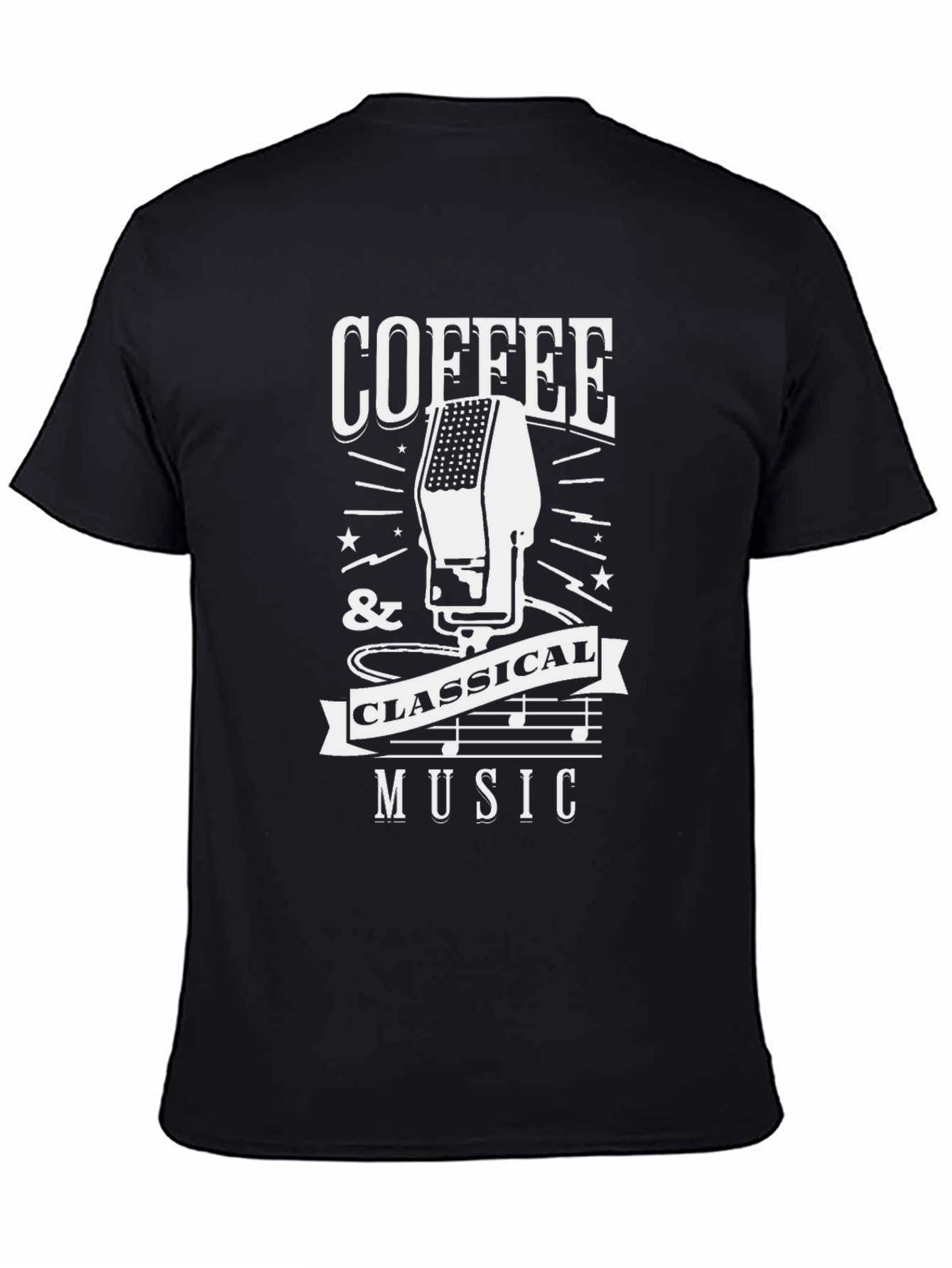 Coffee & Classical Music Graphic T-Shirt - Black