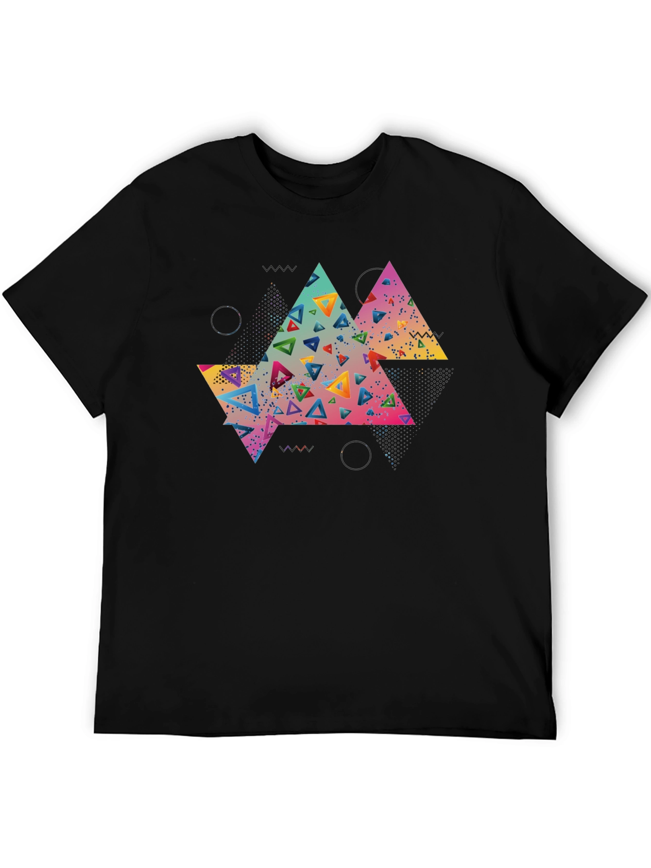 Abstract Triangle Graphic Tee - Black