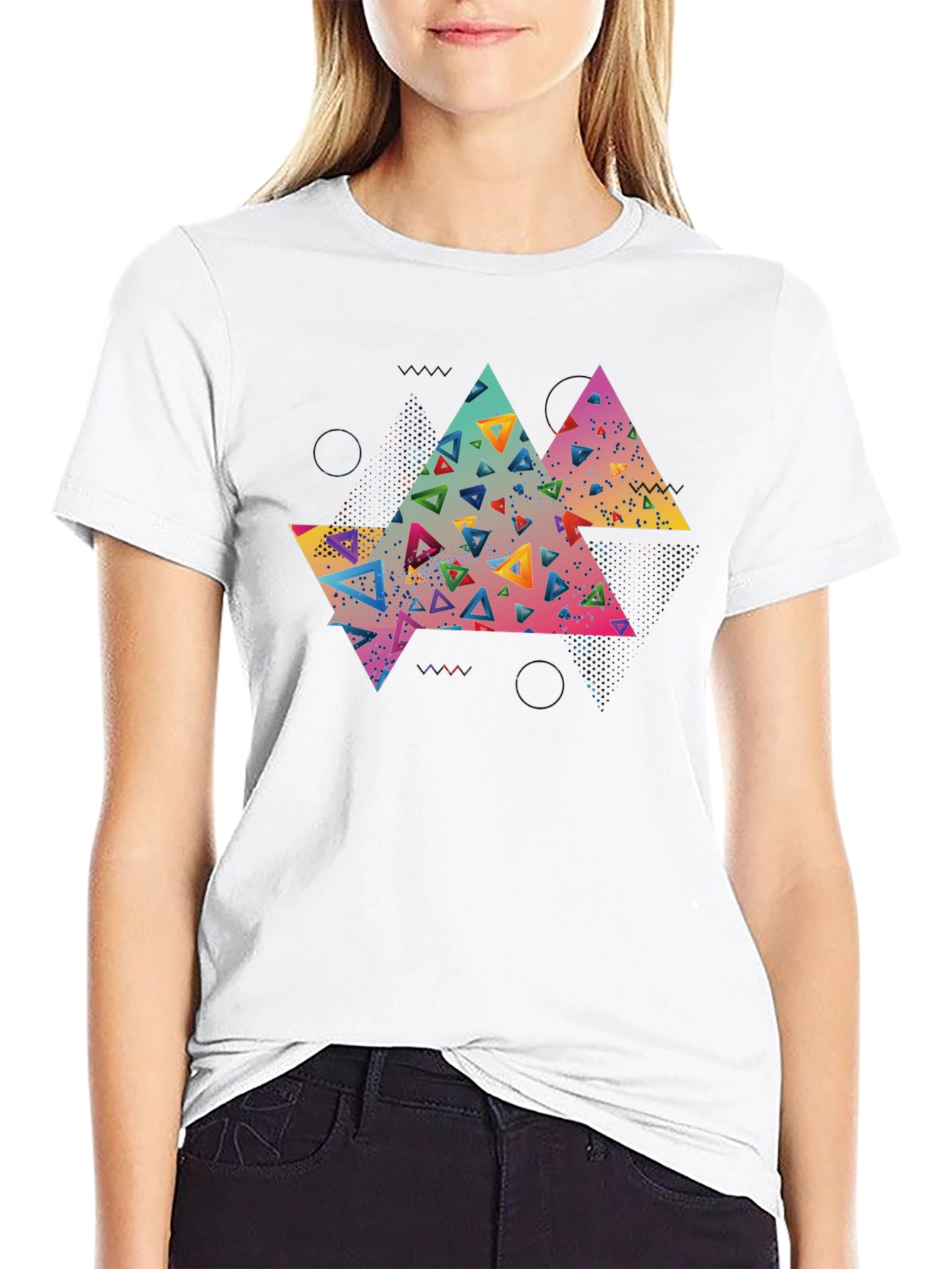 Abstract Triangle Graphic Tee - Black
