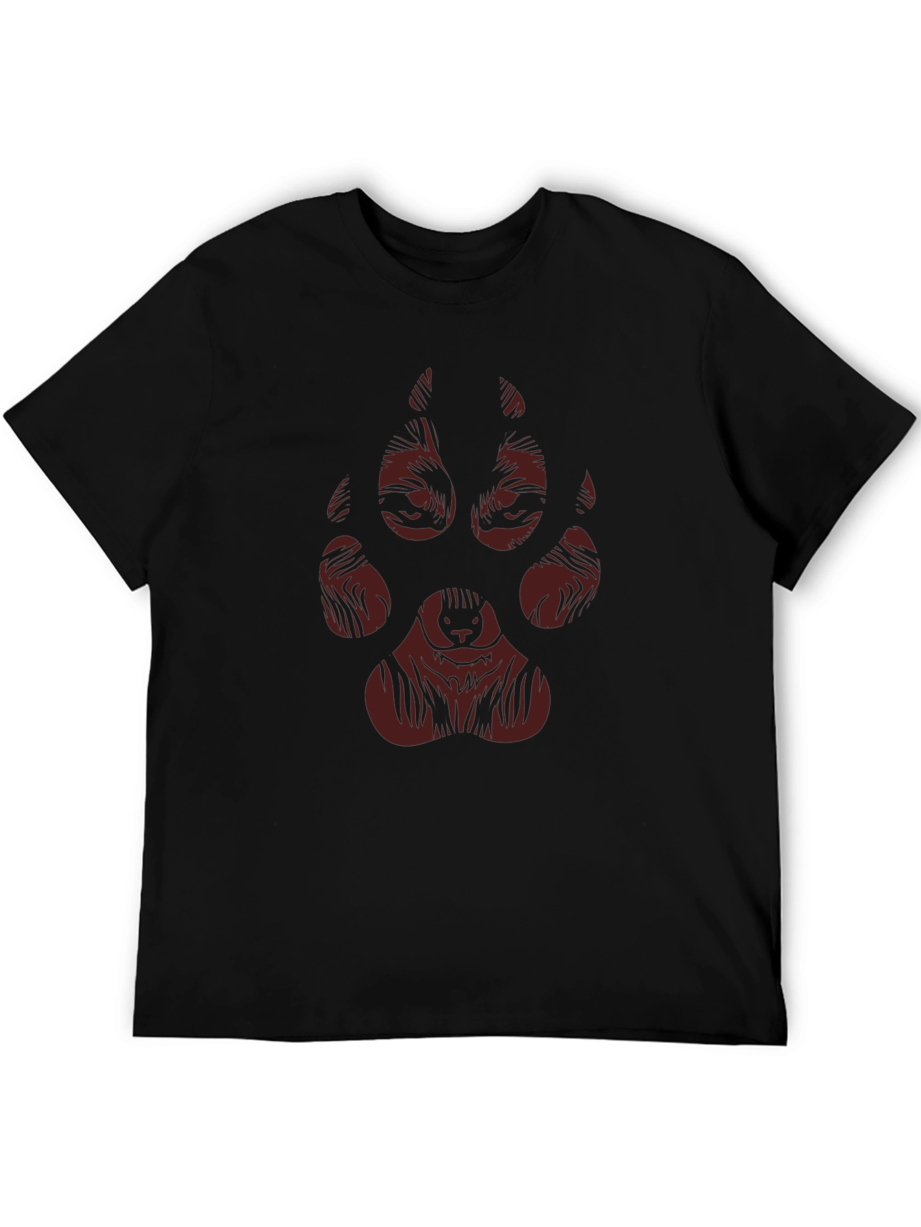 Wolf Paw Print Graphic Tee - Black