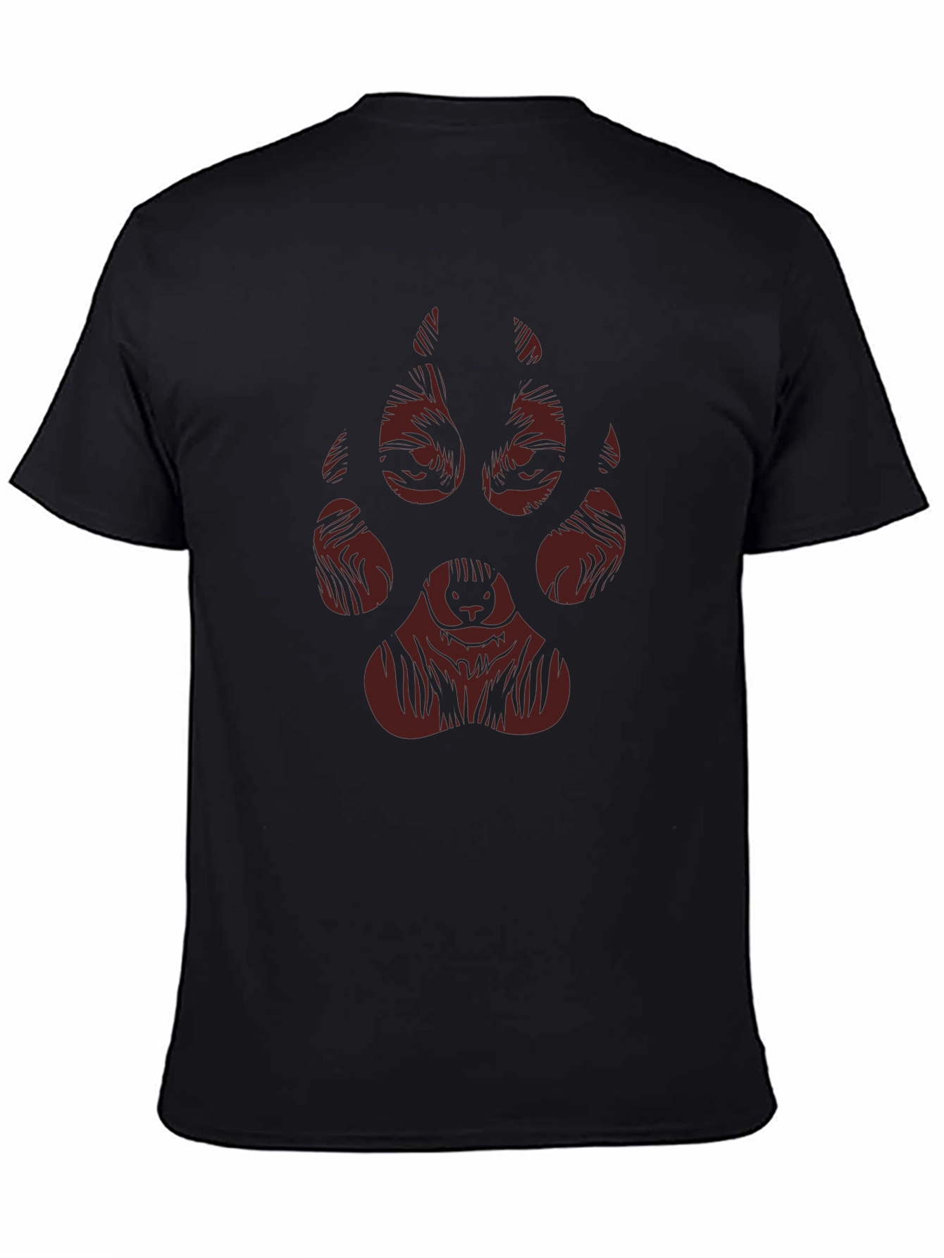 Wolf Paw Print Graphic Tee - Black