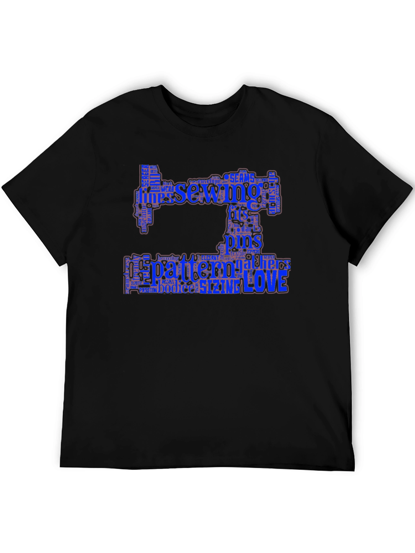 Sewing Word Art T-Shirt - Black Cotton Tee