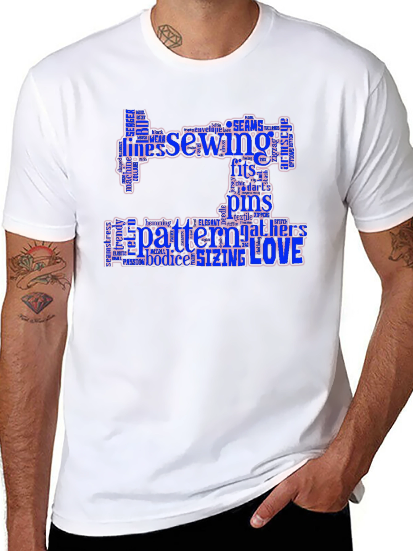 Sewing Word Art T-Shirt - Black Cotton Tee