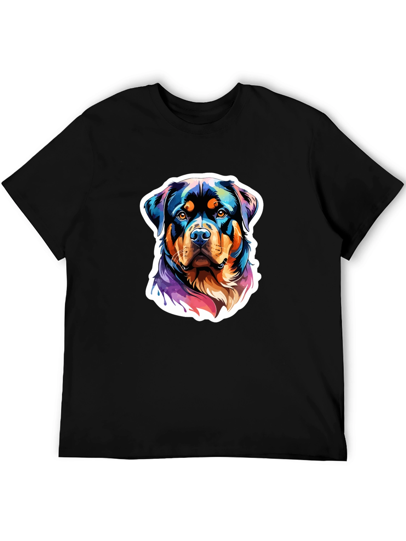 Rottweiler Art Graphic Tee - Black Cotton Blend