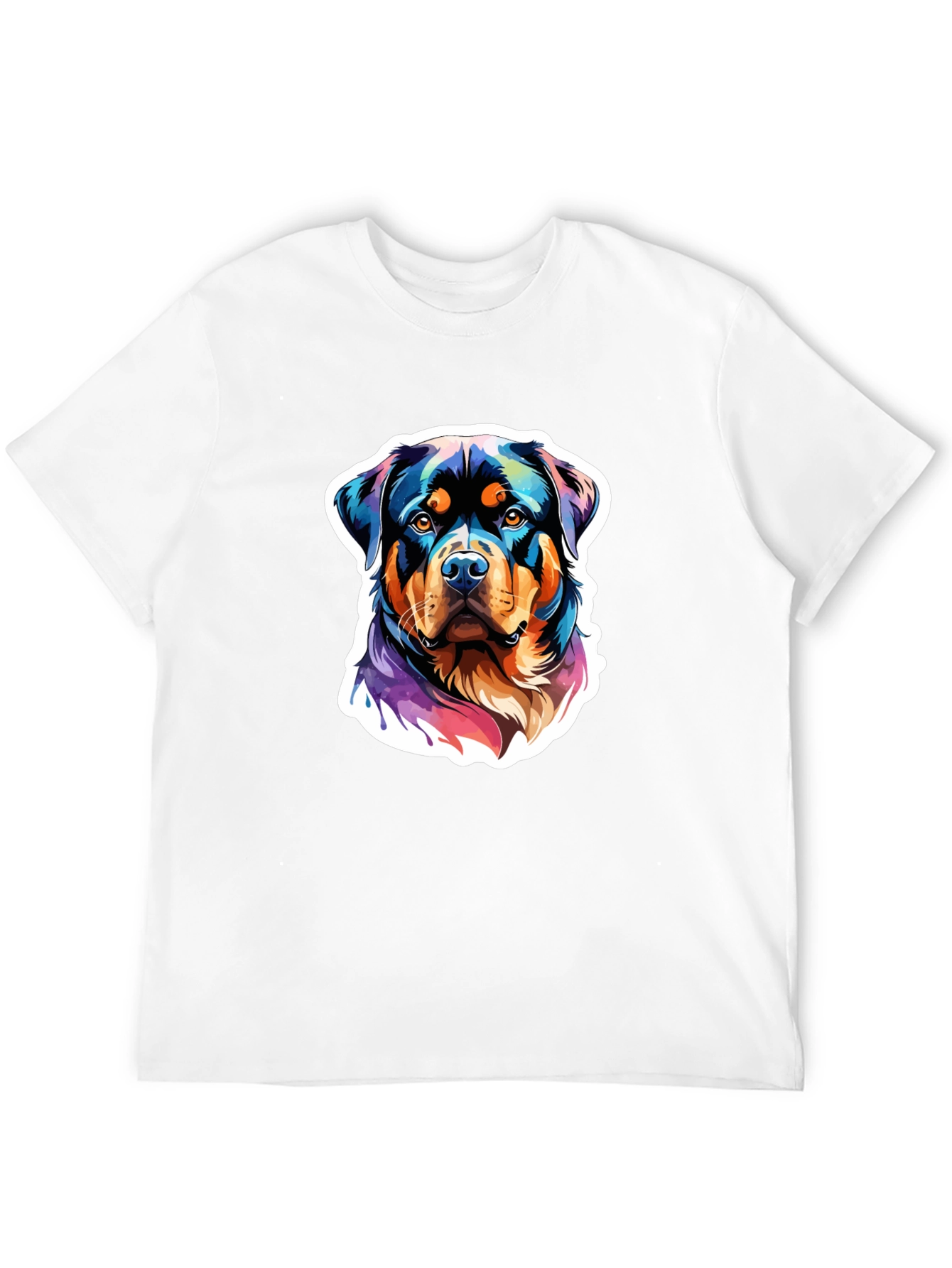 Rottweiler Art Graphic Tee - Black Cotton Blend