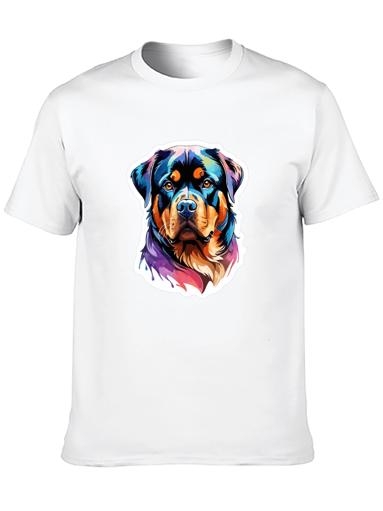 Rottweiler Art Graphic Tee - Black Cotton Blend