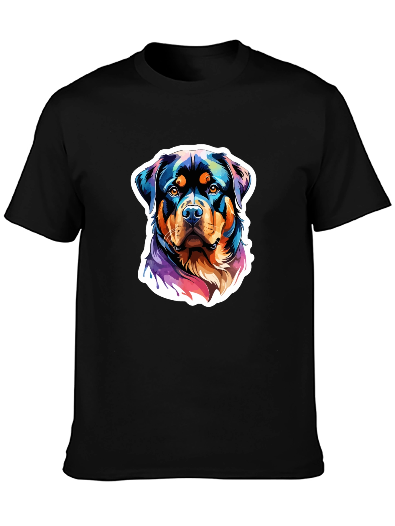 Rottweiler Art Graphic Tee - Black Cotton Blend