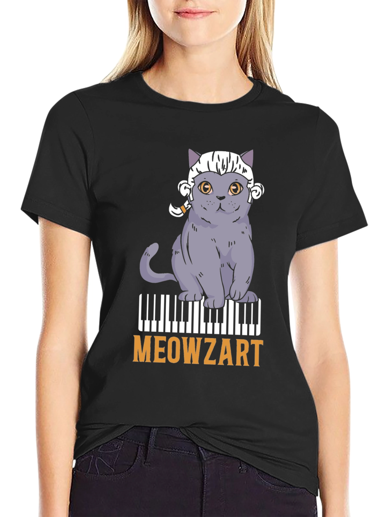 Meowzart Cat Piano T-Shirt - Music Lover Tee