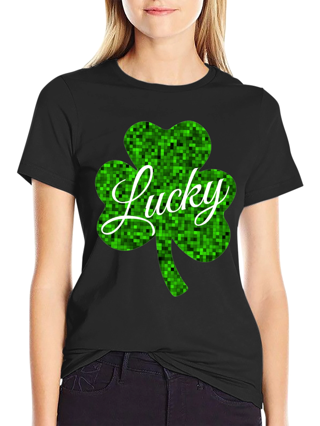 Lucky Shamrock Black T-Shirt