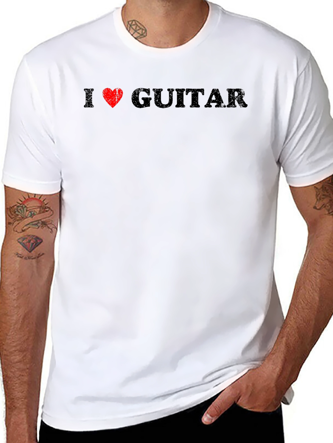 I Love Guitar Black T-Shirt