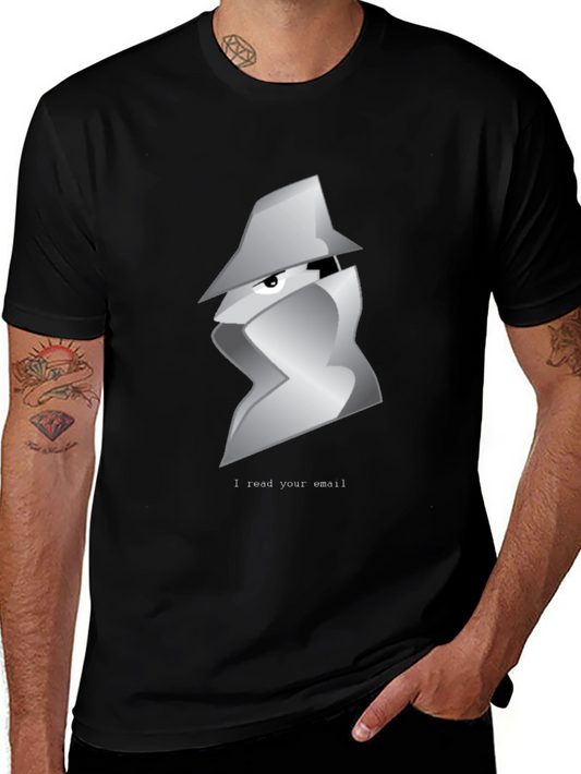 Spying Email Tee - Black Cotton T-Shirt