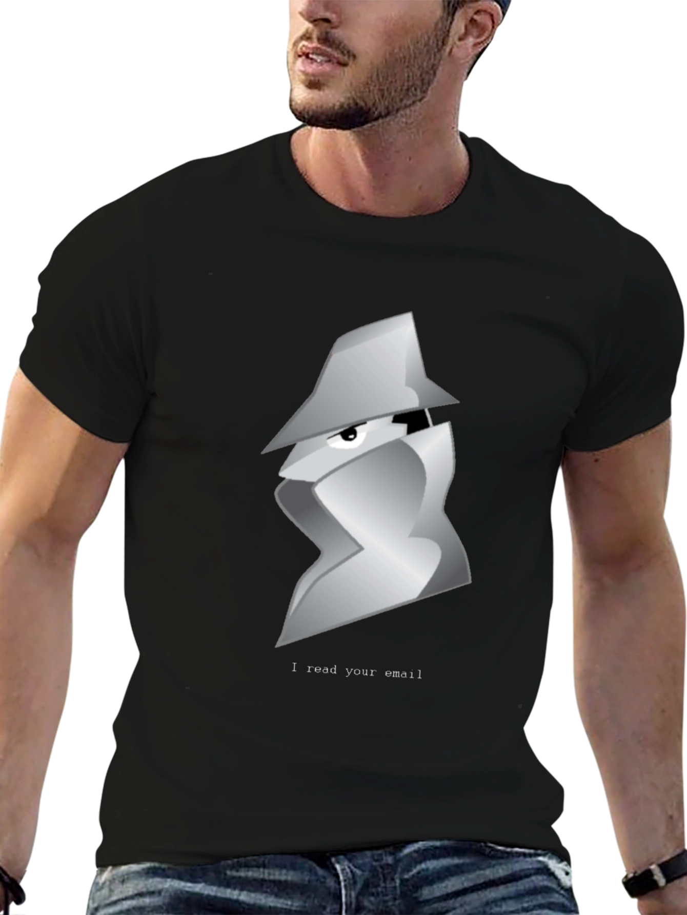 Spying Email Tee - Black Cotton T-Shirt