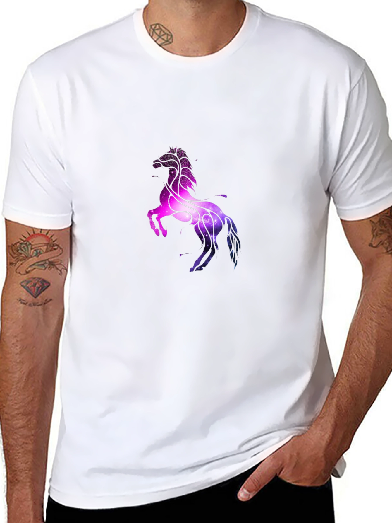 Cosmic Horse Graphic T-Shirt - Black