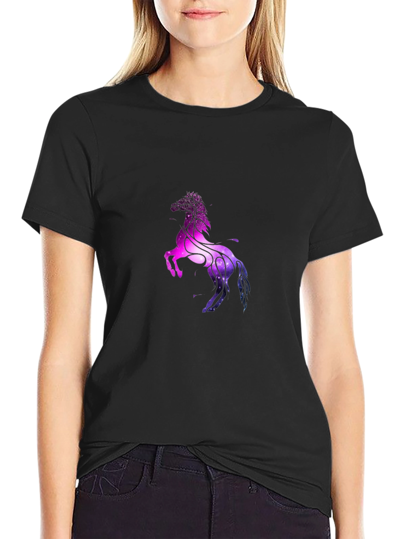 Cosmic Horse Graphic T-Shirt - Black