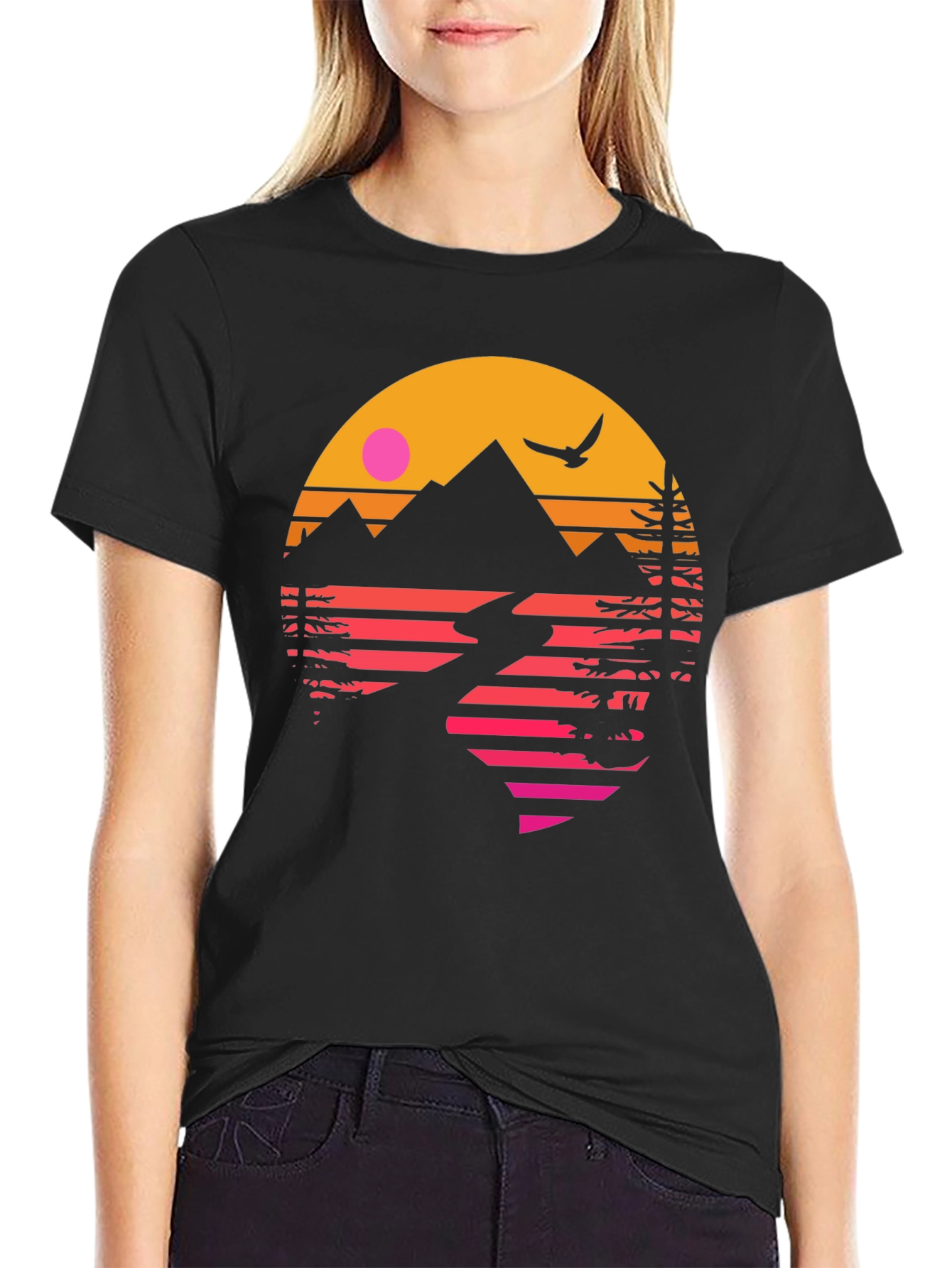 Retro Sunset Mountain Graphic Tee