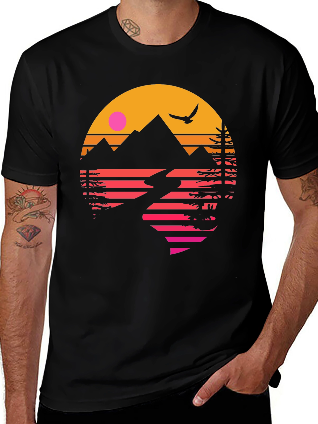 Retro Sunset Mountain Graphic Tee