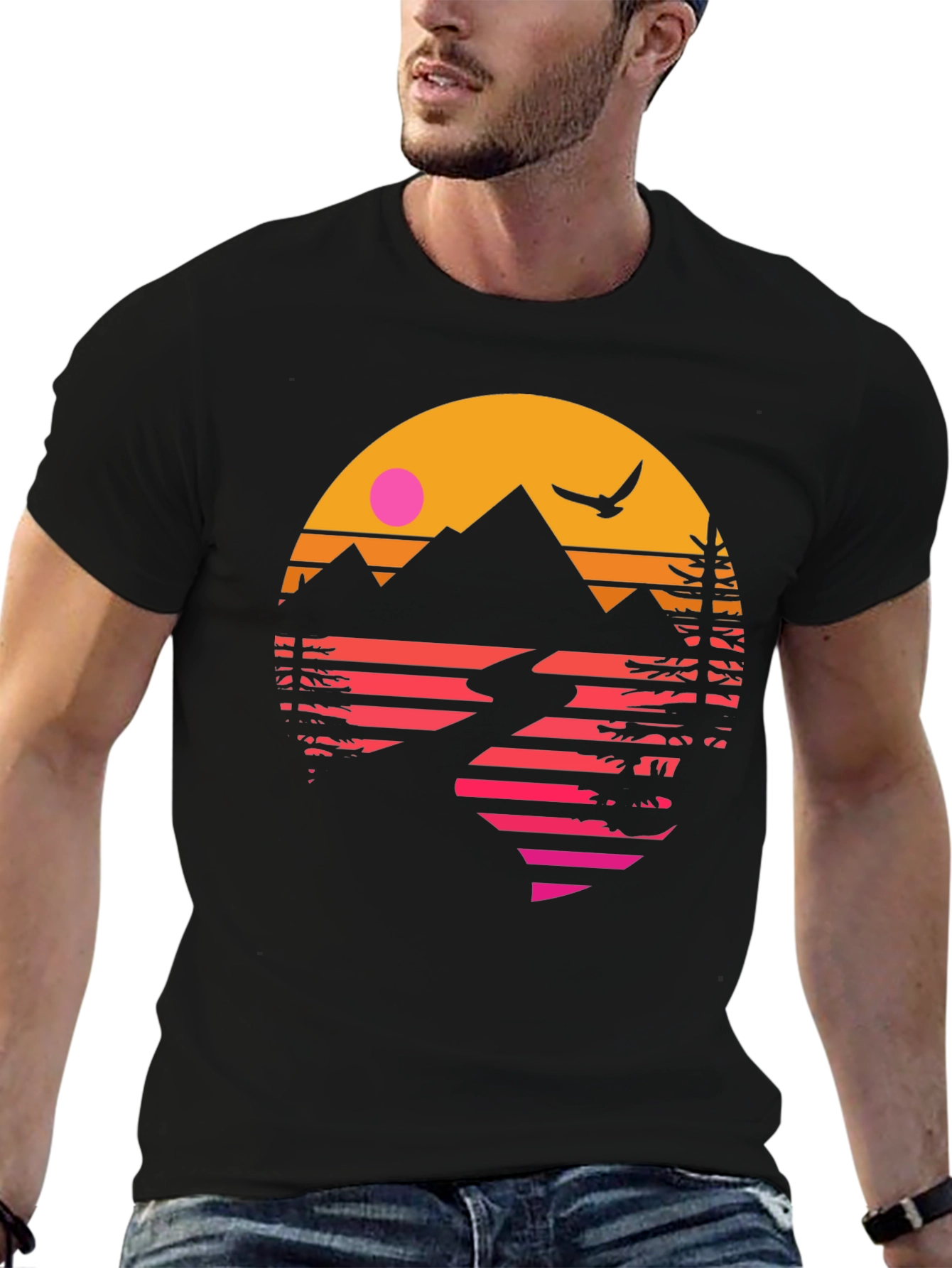 Retro Sunset Mountain Graphic Tee