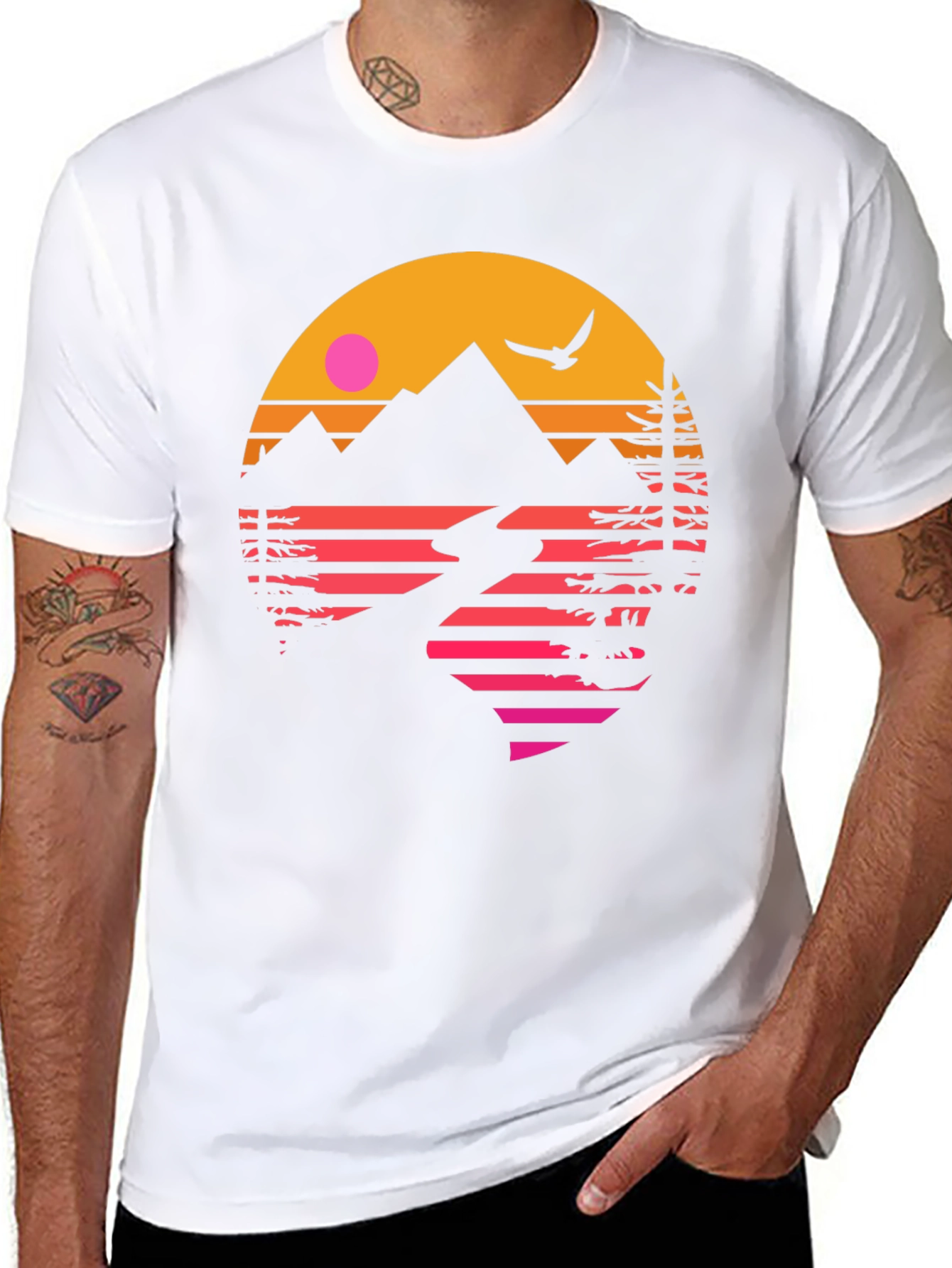 Retro Sunset Mountain Graphic Tee