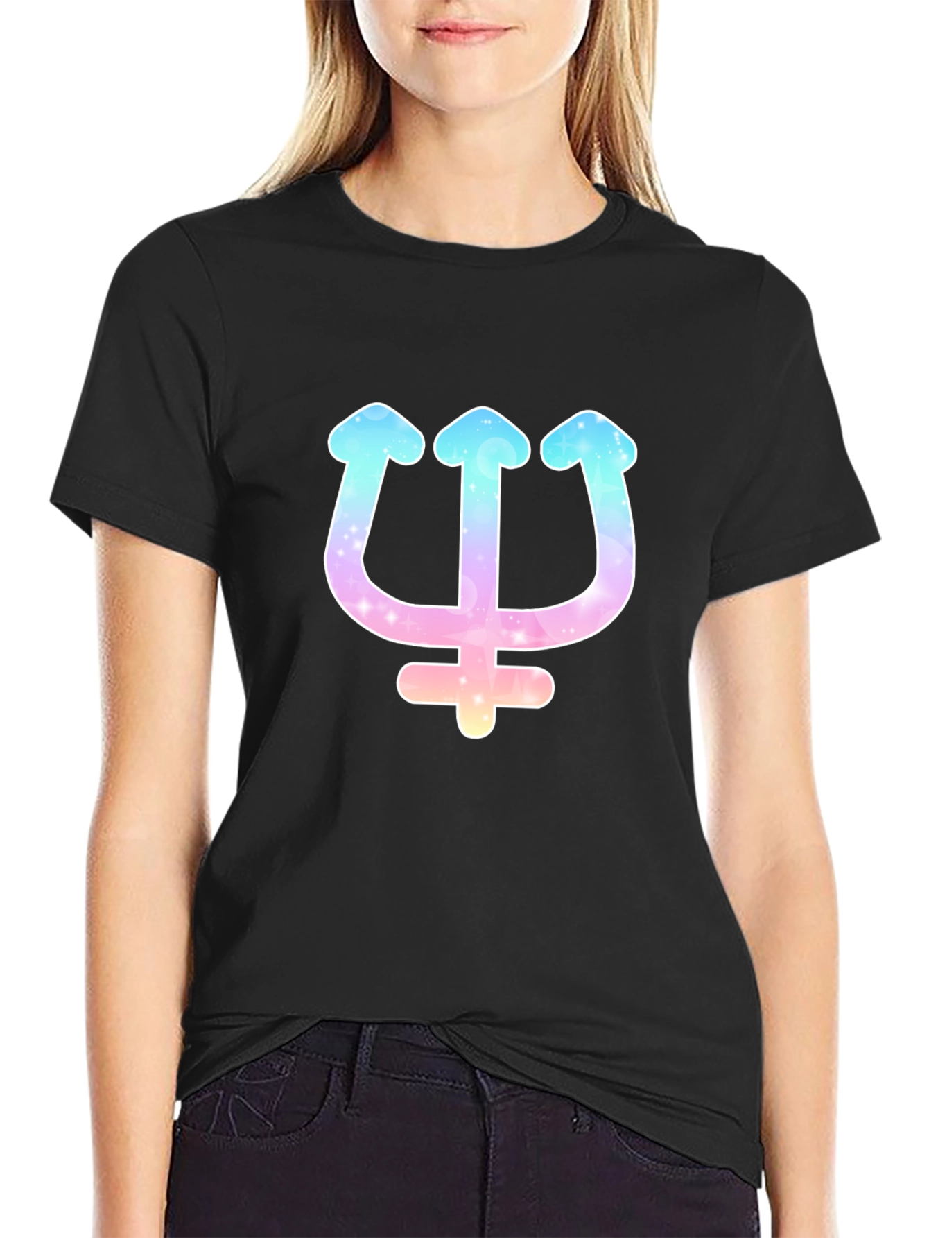 Neptune Trident Graphic T-Shirt - Galaxy Design