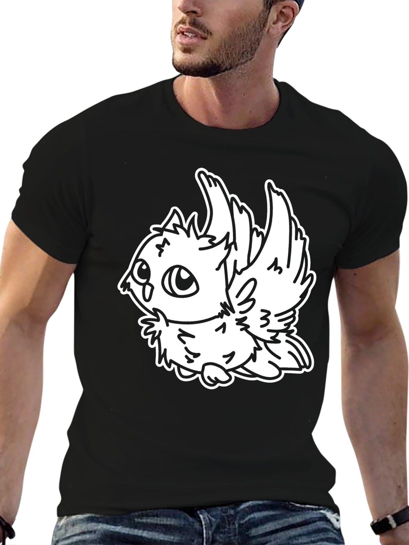 Cute Cartoon Owl Graphic Black T-Shirt