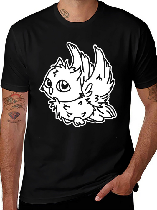 Cute Cartoon Owl Graphic Black T-Shirt