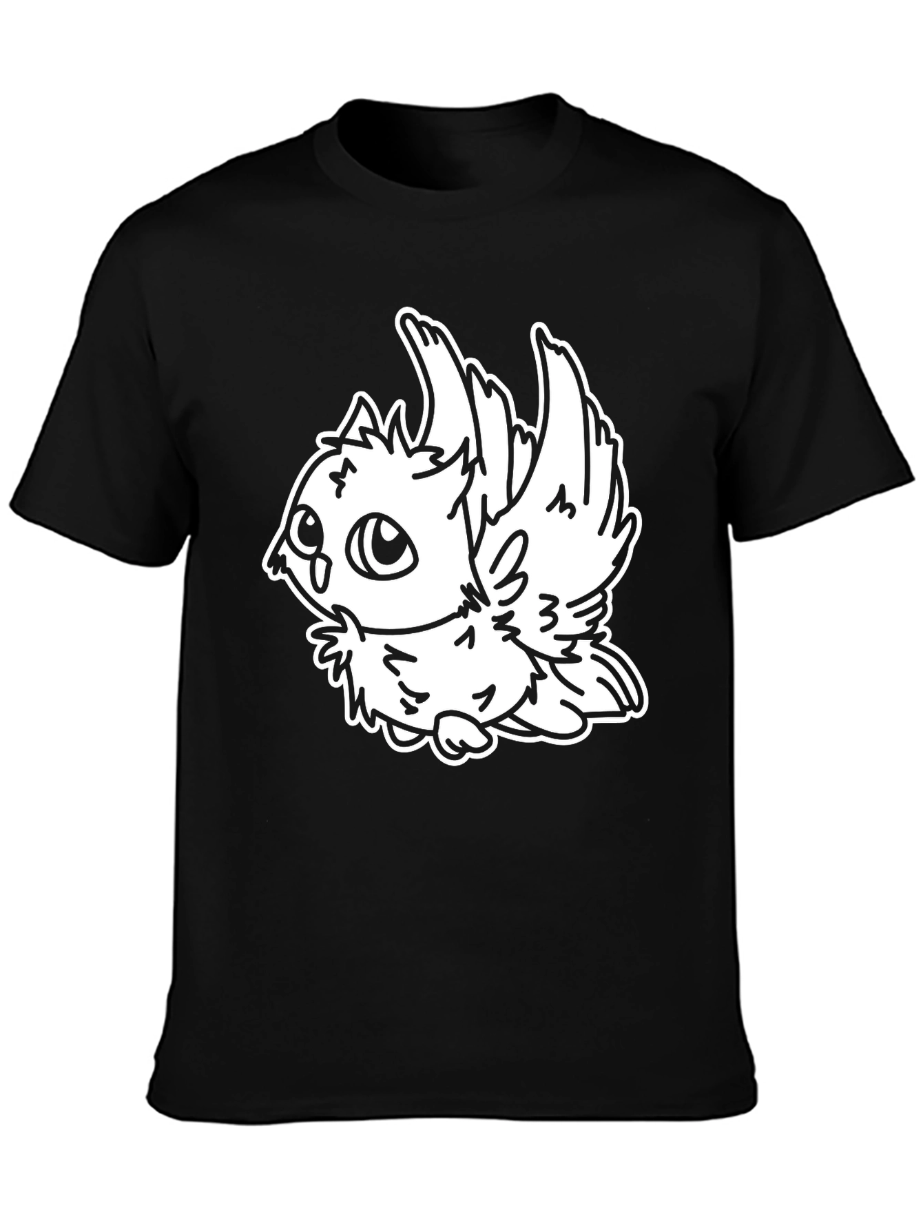 Cute Cartoon Owl Graphic Black T-Shirt