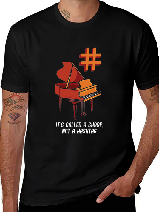 Piano Sharp Note Pun Graphic T-Shirt