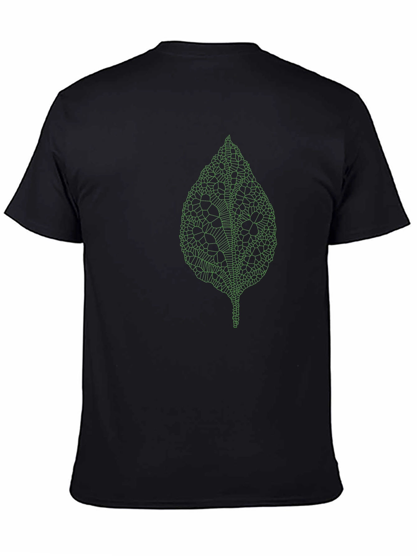 Modern Green Leaf Design Black T-Shirt