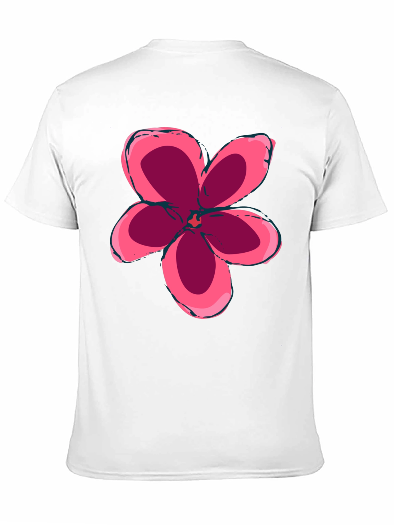 Black T-Shirt with Pink Flower Graphic